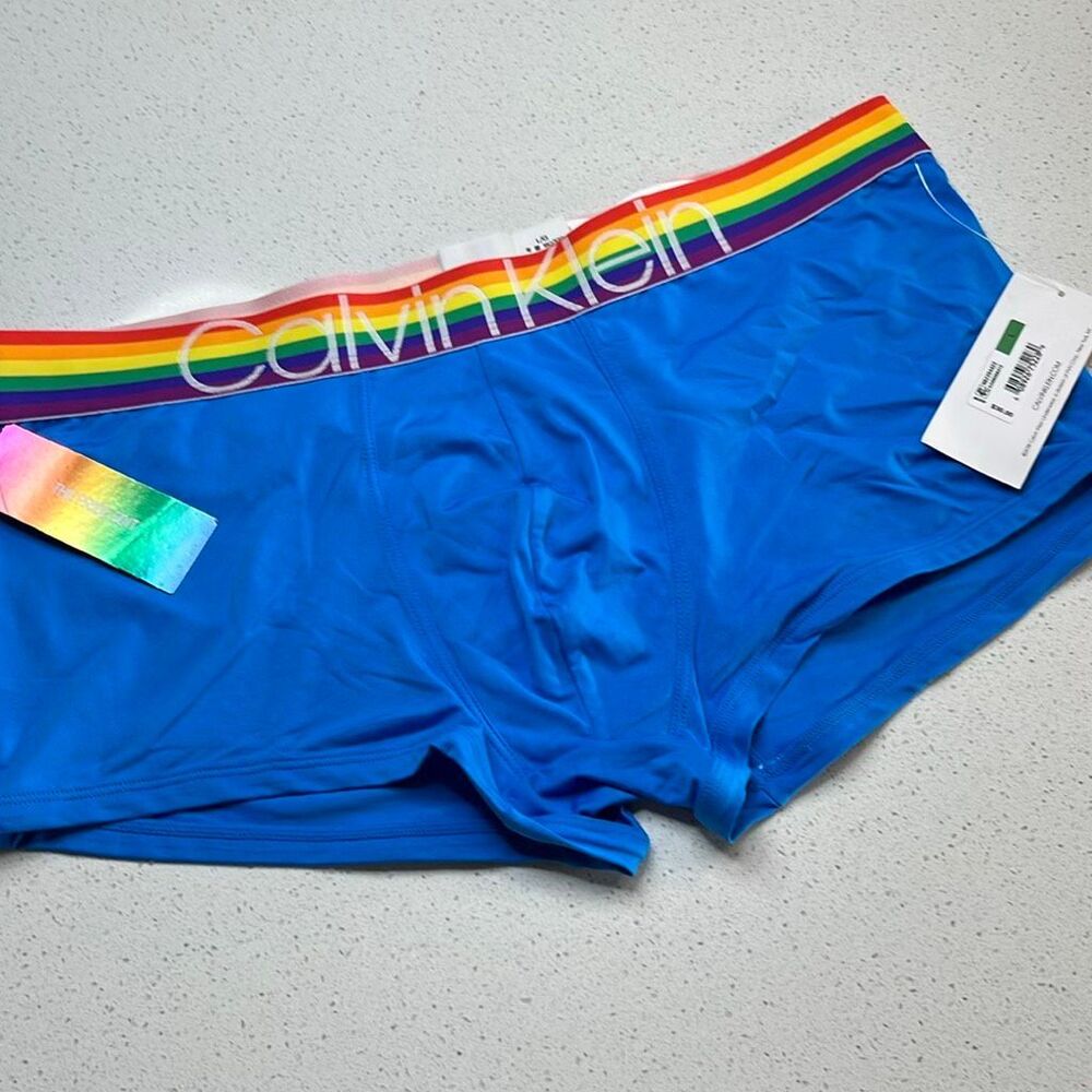 Calvin Klein Pride Rainbow Waistband Trunks Boxer Briefs Blue Men’s Large NWT